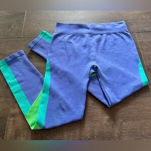 Xersion Kids Leggings in Blue with Green Stripes